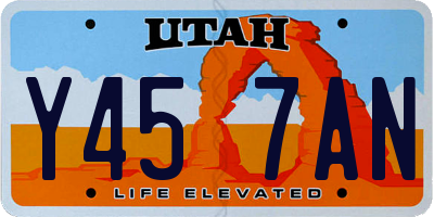 UT license plate Y457AN