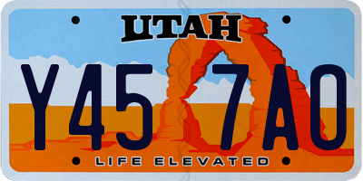 UT license plate Y457AO