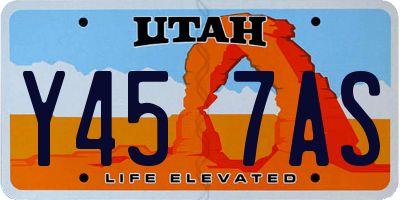 UT license plate Y457AS