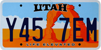 UT license plate Y457EM