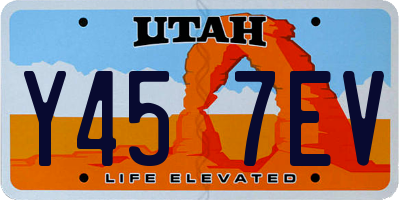 UT license plate Y457EV