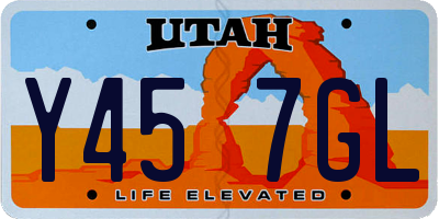 UT license plate Y457GL