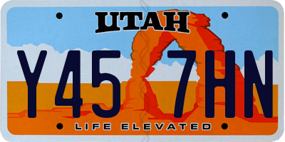 UT license plate Y457HN