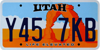 UT license plate Y457KB