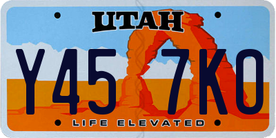 UT license plate Y457KO