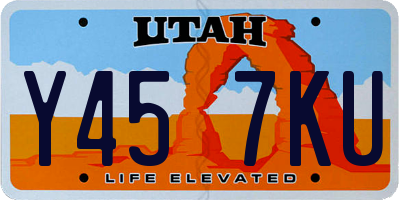 UT license plate Y457KU