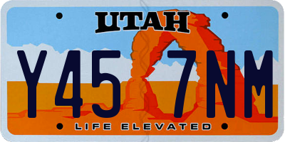 UT license plate Y457NM