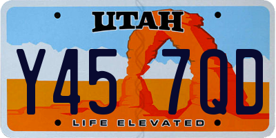 UT license plate Y457QD