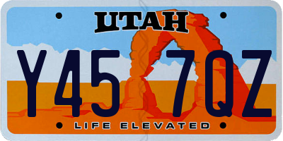 UT license plate Y457QZ