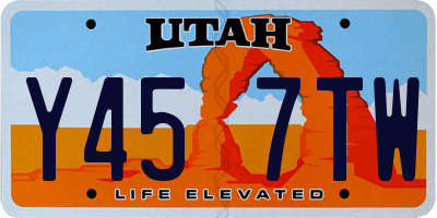 UT license plate Y457TW