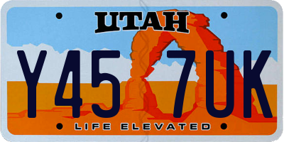 UT license plate Y457UK