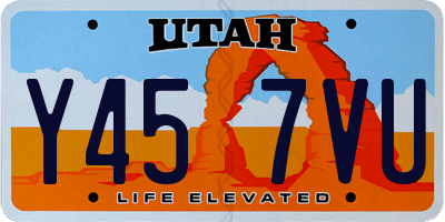 UT license plate Y457VU
