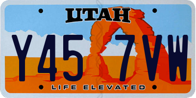 UT license plate Y457VW