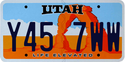 UT license plate Y457WW