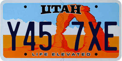 UT license plate Y457XE