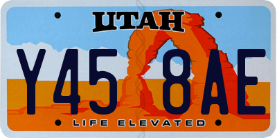 UT license plate Y458AE