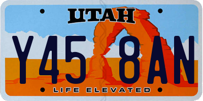 UT license plate Y458AN