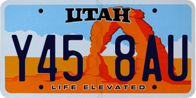 UT license plate Y458AU