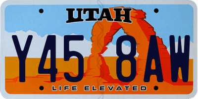 UT license plate Y458AW