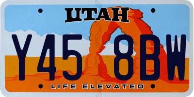 UT license plate Y458BW