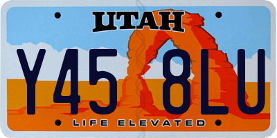 UT license plate Y458LU