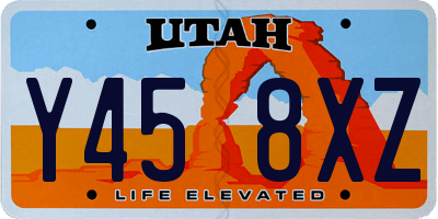 UT license plate Y458XZ