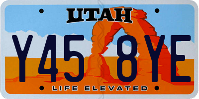 UT license plate Y458YE