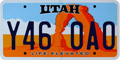 UT license plate Y460AO
