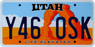 UT license plate Y460SK