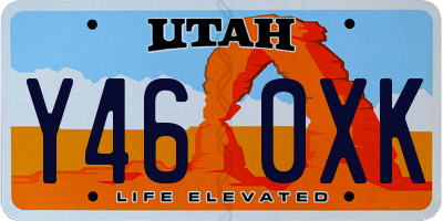UT license plate Y460XK