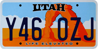 UT license plate Y460ZJ
