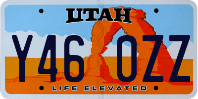 UT license plate Y460ZZ