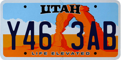 UT license plate Y463AB