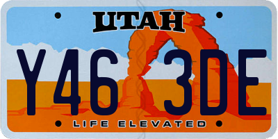 UT license plate Y463DE