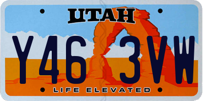 UT license plate Y463VW