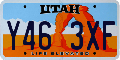 UT license plate Y463XF