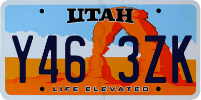 UT license plate Y463ZK