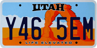 UT license plate Y465EM