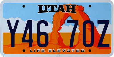 UT license plate Y467OZ