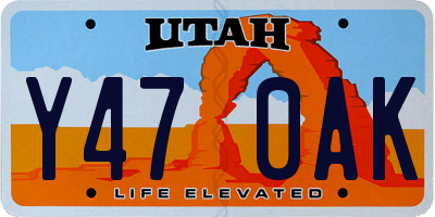 UT license plate Y470AK