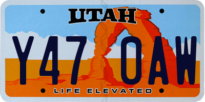 UT license plate Y470AW