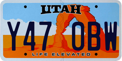 UT license plate Y470BW