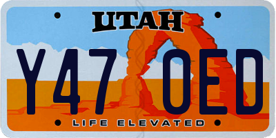 UT license plate Y470ED