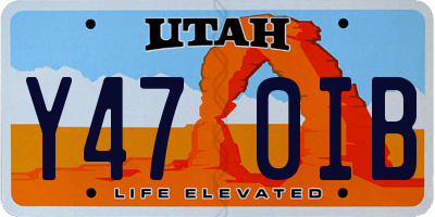 UT license plate Y470IB