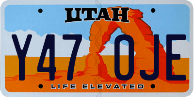 UT license plate Y470JE