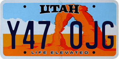 UT license plate Y470JG