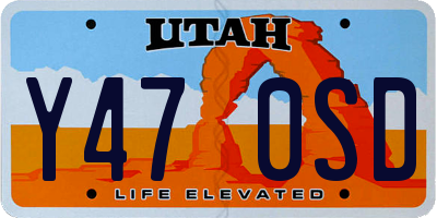 UT license plate Y470SD