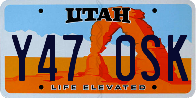 UT license plate Y470SK