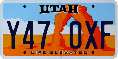 UT license plate Y470XF