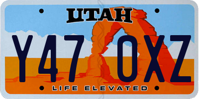 UT license plate Y470XZ